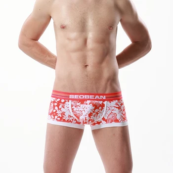 Gratis forsendelse Nye seobean Mænds boxer undertøj af Bomuld u-taske sexet lav talje boxer 3 farver størrelse M/L/XL/XXL