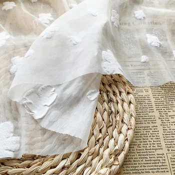 Nye hvide gennemsigtige chiffon blød jacquard stof gennemsigtig DIY kjole Hanfu børnetøj