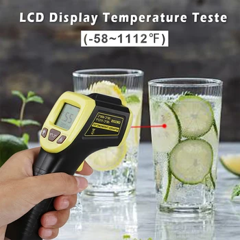 Berøringsfri LCD-IR Infrarød Laser Digital Temperatur Termometer Infrarødt Termometer Baggrundslys Kan Bruges Til Mad
