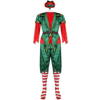 Voksen Jul Kostume, Grøn Xmas Elf Santa Claus Par Carnival Cosplay Macot Part, Mænd, Kvinder, Par, Der Passer Jul