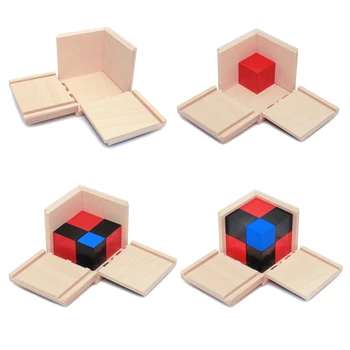 Kid Montessori Tidligt At Lære Algebra Matematik Binomial Cube Sæt Træ Legetøj