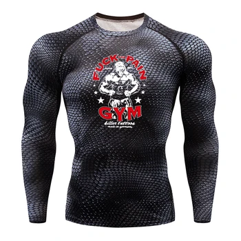 2019 3D Printet tshirt Kompressions Tights Mænd, Trænings-og Åndbar Løbe t-Shirt med Lange Ærmer Sport Rashgard Fitnesscenter Cykling Tøj
