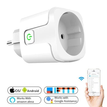 WiFi Smart Wireless Plug EU-Adapter Remote Voice Control Stikkontakt Timer-Stik Til Alexa, Google Startside