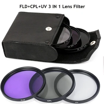 Nye 52 MM-77MM UV-Linse +CPL Linse+FLD Linse 3 i 1 Linse Filter Sæt med Taske til Kanon Nikon, Sony, Pentax Kamera Linse fotografering