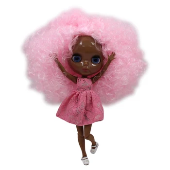 ISKOLDE DBS Blyth Dukke super black skin pink hår afro hår fælles organ, skinnende ansigt 1/6 bjd 30cm toy acticuated dukke
