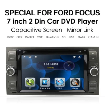 2Din Bil DVD-GPS Radio Mms Video-Afspiller til Ford Focus Mondeo Transit S 2005-2007 Max C-MAX Fiest Steeling Hjul Kontrol