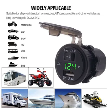Fast Holder Spænding Meter: 6-38V Støtte til alle Telefoner Pad Bil Apparater til Motorcykel, ATV, Snescooter Voltmeter Skifte USB