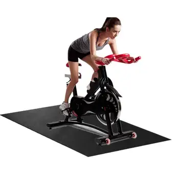 60x180cm træningsmåtte, Fitness Fitness-Udstyr Til Løbebånd, Cykel Beskytte gulvmåtte, der Kører Maskinen stødabsorberende Pad Black