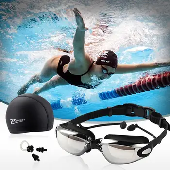 Voksen svømning tilbehør sæt Svømning Beskyttelsesbriller badehætte ørepropper Bærbare Svømning Udstyr til Udendørs Sport, Kørsel Behov
