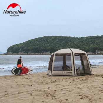 Naturehike 10㎡Område Oppustelig Camping telt Avanceret udendørs camping Sekskant Stort rum Vandtæt party telt telt Strand