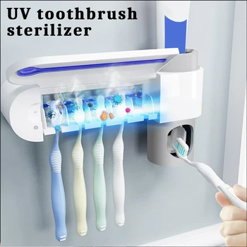 Multifunktions Automatisk Tandpasta Indehaveren Squeezers Dispenser UV-Tandbørste Sterilisator Holder Hjem Badeværelse Indstillet til EU/UK/US