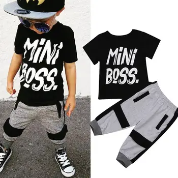 Pudcoco Drenge Tøj 2stk lille Barn Børn Baby Boy T-shirt, Toppe, Bukser Outfits Sæt Tøj i Alderen 1-6T