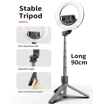 5 tommer LED-Ringen Lys Fotografering med Sammenklappelige Stativ Monopod Trådløse Bluetooth-Selfie Stick til Tiktok Youtube Video Lamper