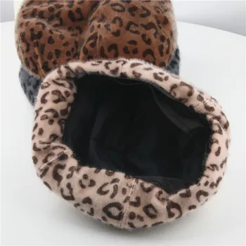 Beret Fashion Vinter Børn Leopard Print Varm Beret Hat Udendørs Piger Maler Hat