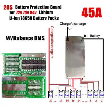 72V 20S 45A Li Lithium-Ion 18650 Batteri Bms Pcb Board Med Beskyttelse Balance Board Modul For Elektrisk Motorcykel E-Cykel