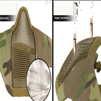 Airsoft Maske Halv Metal Stål Taktiske CS Sammenklappelig Low-carbon Stål Wire Net Militære Paintball Jagt Maske