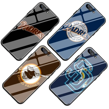 San Diego Padres Hærdet Glas TPU Sort Cover Case til iPhone 5 5S SE 2020 6 6s 7 8 plus X XR XS 11 pro Antal