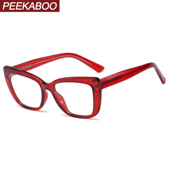 Peekaboo recept tr90 briller kvindelige klar linse, rød pink gennemsigtig cat eye briller ramme kvinder, tilbehør, fødselsdag, gave,