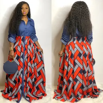 Afrikanske Kjoler til Kvinder 2021 Forår Mode Afrikanske Kvinder Udskrivning Lang Kjole Afrikanske Tøj