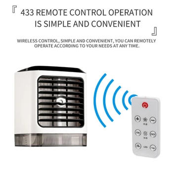 Nyt 3-I-1 Kontor Luft Køler Med Indbygget 7-Farve-LED sensor for Omgivende Lys, Justerbar USB-Køkken, Badeværelse, Stue Luftfugter
