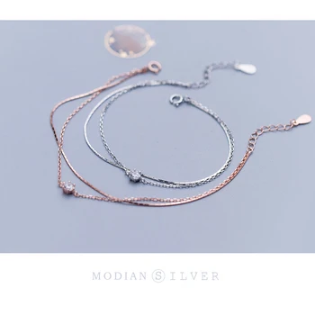 Modian Mousserende AAA Zircon Armbånd til Kvinder Gave Dobbelt Lag Kæde af Sterling Sølv 925 Armbånd Fine Smykker 2020 Ny