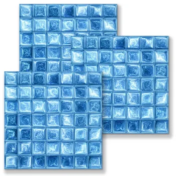 10stk/indstil 3D-Vandtæt Selvklæbende Mosaik Væg Fliser Mærkat PVC Flytbare Blå Baggrunde, Køkken, Badeværelse, boligindretning