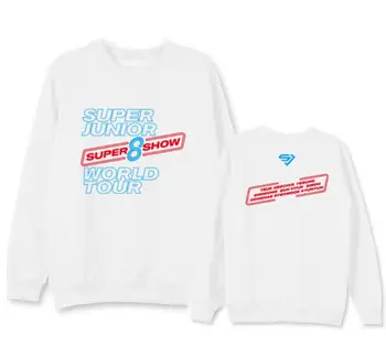 Kpop super junior super show 8 koncert alle medlem navne udskrivning hættetrøjer unisex fleece/tynd-pullover sweatshirt 4 farver