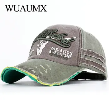 Wuaumx Vintage Broderi Baseball Caps Mænd Kvinder Forår Sommer Snapback Cap Streetwear Bomuld Slibning Trucker Cap Far Hat
