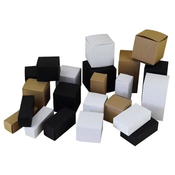 50stk - 20 forskellige størrelser til rådighed, Brun/Hvid/Sort blank Kraftpapir Boks for Kosmetiske ventiler, rør Håndværk Stearinlys Gave Pakning af Kasser