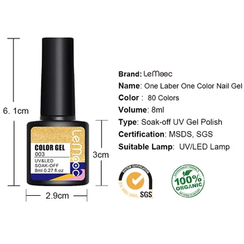LEMOOC 8ml Gel Neglelak Sæt Vælge 15 Farver Soak Off Semi Permanent UV Gele nailart Gele Lak Kit lak LM01-LM80