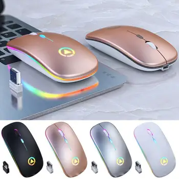 2,4 GHz wireless mouse Optical gaming mouse gamer Mus USB-Genopladelige RGB Til PC, Bærbar Computer office gratis Læder musemåtte