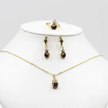 Rose guld tri-color AAA zircon, øreringe og halskæde sæt ring brud 585 guld halskæde, øreringe og ring stilfulde damer ferie part jøde
