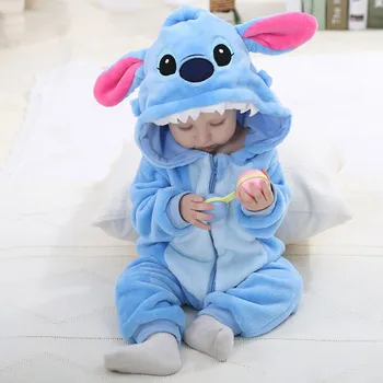 2019 Baby Rompers Kigurumi Drenge Piger Pyjamas Tegnefilm Flannel Tegnefilm Kanin Bomuld Dyr Nyfødte Rompers Stitch Baby Sæt