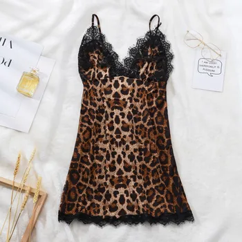 2019 Nye Sommer eksplosioner nightdress to-piece nye kvinder sexy blonde undertøj morgenkåbe leopard nightdress пижама gecelik 40*