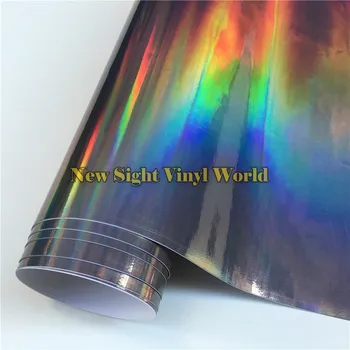 Bedste Kvalitet Iriserende Holografisk Film Rainbow, Black Chrome Laser Bil Wrap-Boblen Frie Bil Mærkat
