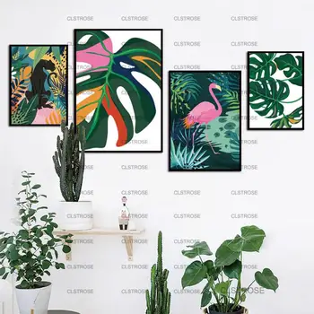Moderne Dekorative Maleri Planter Malet Grønne Blade Plakat Hd Hjem Væggen Vandtæt Blæk Kunst Lærred Maleri til Soveværelse