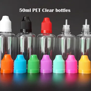 100pcs Nål 5ml Flaske 10 ml 15 ml 20 ml 30 ml 50 ml PET-Plast Dropper Flasker med Børnesikret Hætter Til E Cig Væske, E juice
