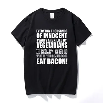 Nye Mænd tøj Spise Bacon T-Shirt Sjove T-shirt Vegetar Planter Joke Veganer Retro Vold Bomuld kortærmet Tshirt Mænd