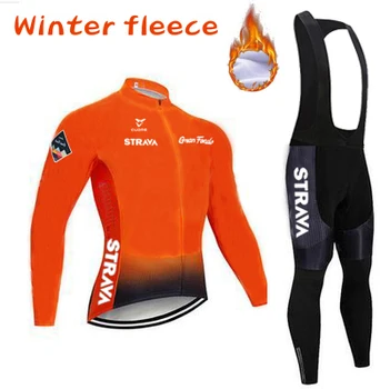 Varm Vinter termisk fleece Cykling Tøj STRAVA mænd Jersey sat Bib pants udendørs ridning cykel, MTB tøj ropa ciclismo hombre