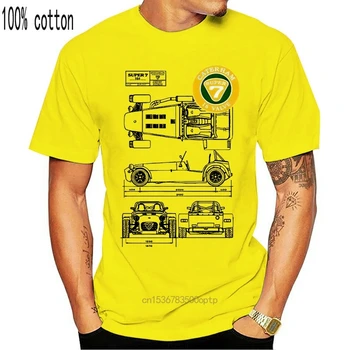 Sommer Mode Classic Car Design Toppe Super 7 Caterham Diagram 16Valve BLK Mænds Casual kortærmet t-Shirt T-Shirt