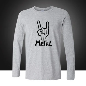 2019 efteråret nye mode, hip-hop T-shirt i bomuld udskrivning af metal rock band lange ærmer T-Shirt løstsiddende tøj plus størrelse