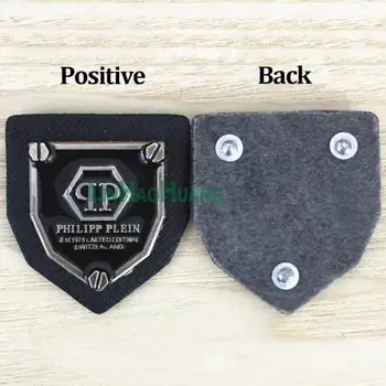 10stk/masse sort PU læder patch med metal legering logo tøj etiketter for jeans/jakke gratis fragt