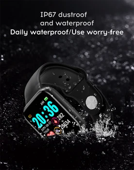 Y68 D20 Blodtryk puls Smart Armbånd IP68 Vandtæt Fitness Tracker Sport Smartwatch til mænd, kvinder Y68 Smart Ur