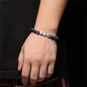 Natursten Vare Perler Armbånd Kvinder, Smil, Charme Armbånd Mode lapis lazuli Beaded Heldig Armbånd til Kvinder, Mænd Smykker