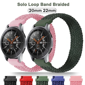20mm 22mm flettet Solo loop Ur Band Strop Til Amazfit Samsung Galaxy 3 Watch 42 46mm GEAR S3 Active2 Classic nylon band