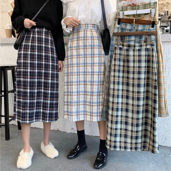 Nye Ankomst Japan Skole Uniform Plaid Nederdel Lolita Midi-Klassisk linje af Høj Talje Nederdel Foråret Efteråret Kvinder 6 Farver Nederdele