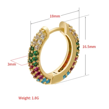 1 Stykke Hoop Øreringe Rainbow Cubic Zirconia Smykker, Emalje Geometriske Rektangel CZ Guld Sølv Kobber Farve Øreringe 2020 Ny