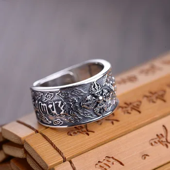 FNJ på Tværs af Ringe 925 Sølv Justerbar Størrelse Populære S925 Massivt Sølv Ring for Mænd Fine Smykker