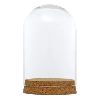 10Pieces 8x12cm Klart Glas Kuppel Cover Cloche Bell Jar Saftige Terrarier W/Træ, Kork Base Home Study Room Decor