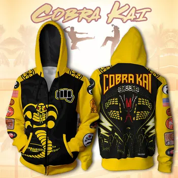 Karate Kid Cobra Kai Jakke, Hættetrøje 3D-Print Animation Tøj Cosplay Pels Hætte Sweatshirt Kostume Toppe Tee Bukser Cos